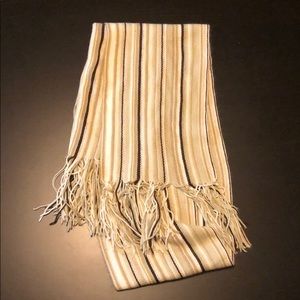Cream, Tan, & Brown Knit Scarf, Fringe, Very Soft